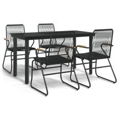 Mobilier à dîner de jardin 5 pcs Noir Rotin PVC