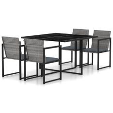 Mobilier à dîner de jardin 5pcs et coussins Résine tressée Gris 2