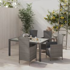 Mobilier à dîner de jardin 5pcs et coussins résine tressée vris