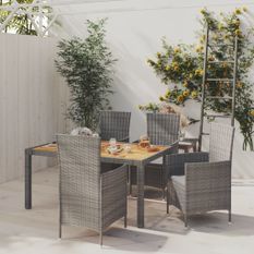 Mobilier à dîner de jardin 5pcs et coussins résine tressée vris