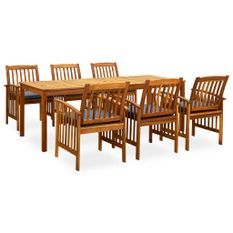 Mobilier à dîner de jardin 7 pcs avec coussins Acacia solide