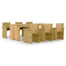 Mobilier à dîner de jardin 7 pcs avec coussins Pin imprégné 3