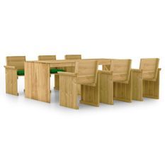 Mobilier à dîner de jardin 7 pcs avec coussins Pin imprégné 8