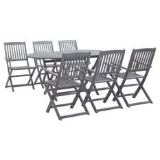 Mobilier à dîner de jardin 7 pcs Bois d'acacia massif Gris 4