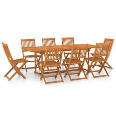 Mobilier à dîner de jardin 9 pcs Bois d'acacia massif 6