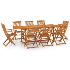 Mobilier à dîner de jardin 9 pcs Bois d'acacia massif 5