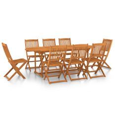 Mobilier à dîner de jardin 9 pcs Bois d'acacia massif 4