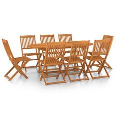 Mobilier à dîner de jardin 9 pcs Bois d'acacia massif