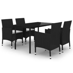 Mobilier à dîner de jardin coussins 5 pcs Résine tressée Verre 7