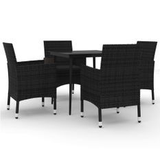 Mobilier à dîner de jardin coussins 5 pcs Résine tressée Verre 12