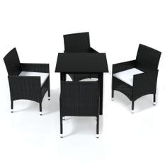 Mobilier à dîner de jardin et coussins 5pcs Résine tressée Noir 15