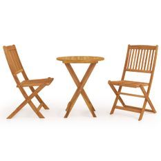 Mobilier à dîner de jardin pliable 3 pcs Bois d'acacia solide 5