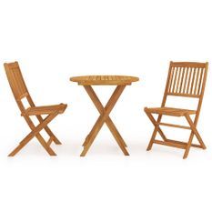 Mobilier à dîner de jardin pliable 3 pcs Bois d'acacia solide 3