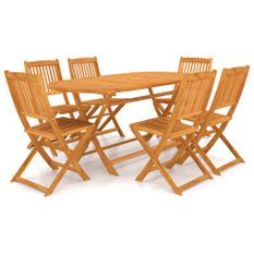 Mobilier à dîner de jardin pliable 7 pcs Bois d'acacia solide 4