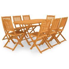 Mobilier à dîner de jardin pliable 9 pcs Bois d'acacia solide