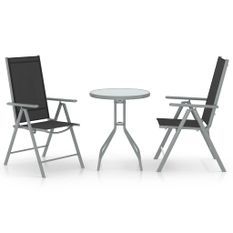 Mobilier de bistro 3 pcs Aluminium et textilène Argenté