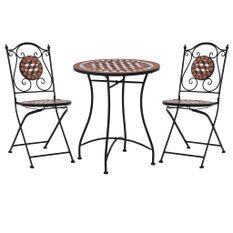 Mobilier de bistro 3 pcs mosaïque Carreau céramique Terre cuite 2