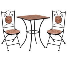 Mobilier de bistro 3 pcs mosaïque Carreau céramique Terre cuite