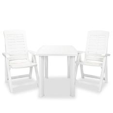 Mobilier de bistro 3 pcs Plastique Blanc 2