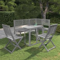 Mobilier de bistro 4 pcs Bois d'acacia solide Gris