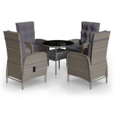Mobilier de bistro de jardin 5 pcs Résine tressée Gris