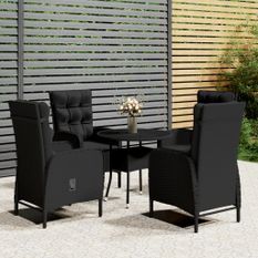 Mobilier de bistro de jardin 5 pcs Résine tressée Noir