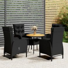 Mobilier de bistro de jardin 5 pcs Résine tressée Noir