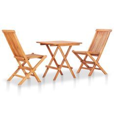 Mobilier de bistro pliable 3 pcs Bois de teck solide