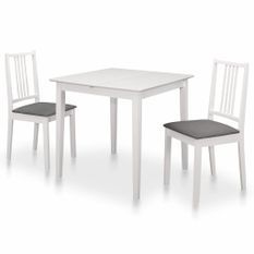 Mobilier de salle à manger 3 pcs MDF Blanc 2