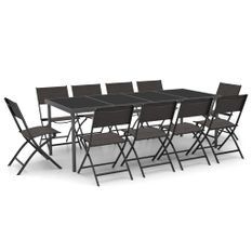 Mobilier de salle à manger d'extérieur 11 pcs Acier 3