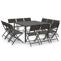 Mobilier de salle à manger d'extérieur 13 pc Acier 5