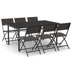 Mobilier de salle à manger d'extérieur 7 pcs Acier 7