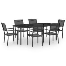 Mobilier de salle à manger d'extérieur 7 pcs Acier 3