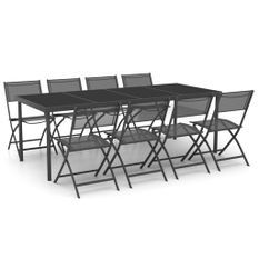 Mobilier de salle à manger d'extérieur 9 pcs Acier 12