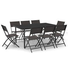 Mobilier de salle à manger d'extérieur 9 pcs Acier 7