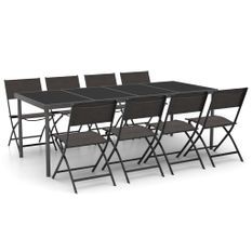 Mobilier de salle à manger d'extérieur 9 pcs Acier 5