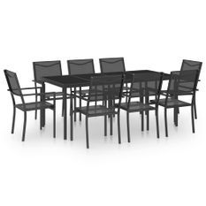 Mobilier de salle à manger d'extérieur 9 pcs Acier 3