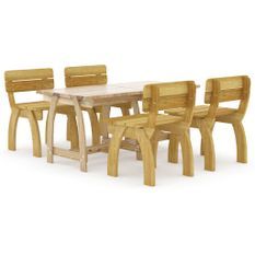 Mobilier de salle à manger de jardin 5 pcs Bois de pin imprégné 2