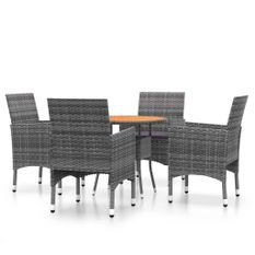 Mobilier de salle à manger de jardin 5 pcs Résine tressée Gris