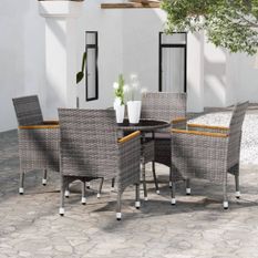 Mobilier de salle à manger de jardin 5 pcs Résine tressée Gris