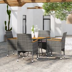 Mobilier de salle à manger de jardin 5 pcs Résine tressée Gris