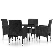 Mobilier de salle à manger de jardin 5 pcs Résine tressée Noir