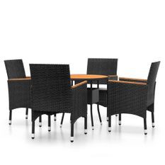 Mobilier de salle à manger de jardin 5 pcs Résine tressée Noir 2