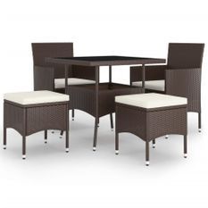 Mobilier de salle à manger de jardin 5pcs Résine tressée Marron