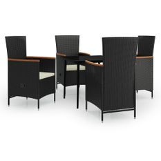 Mobilier de salle à manger de jardin avec coussins 5 pcs Noir 2
