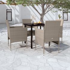 Mobilier de salle à manger de jardin coussins 5 pcs Beige/noir