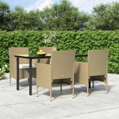 Mobilier de salle à manger de jardin coussins 5 pcs Beige/noir