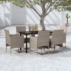 Mobilier de salle à manger de jardin coussins 7 pcs Beige/noir