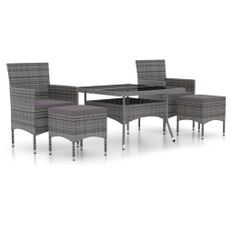 Mobilier dîner jardin 5 pcs Résine tressée et verre trempé Gris 2