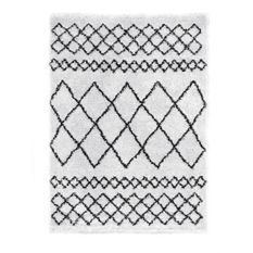 NEW ASMA Tapis de salon Shaggy - Style berbere - 150 x 220 cm - Blanc